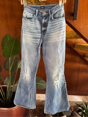 Lee Women's High Rise Distressed Flare Jeans